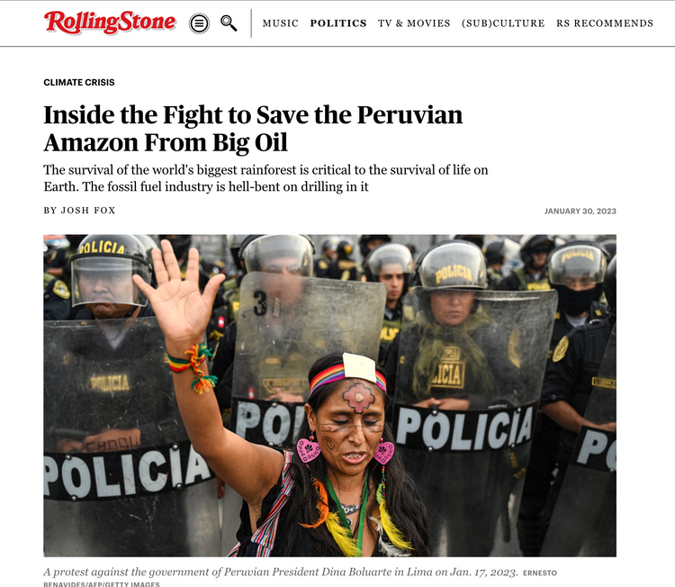 Rolling Stone: Inside the Fight to Save the Peruvian Amazon from Big Oil